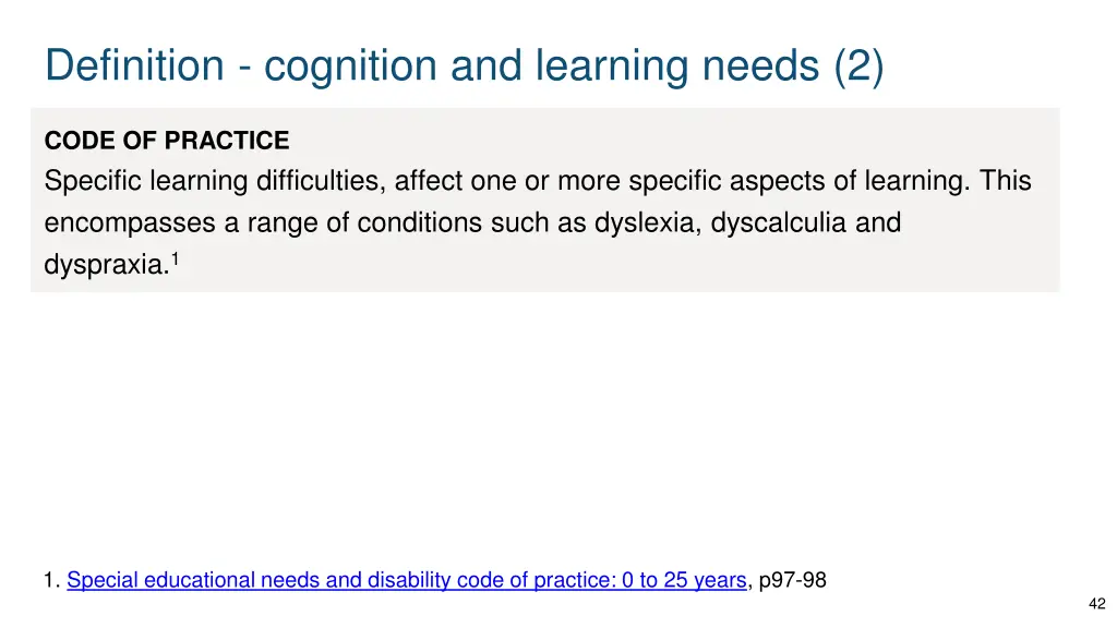 definition cognition and learning needs 2