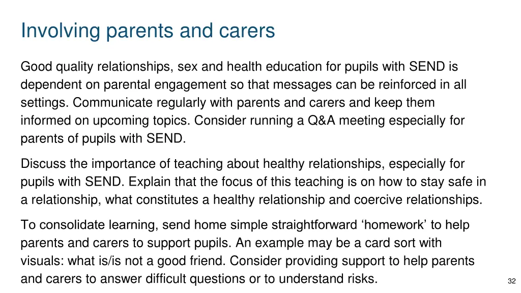 involving parents and carers