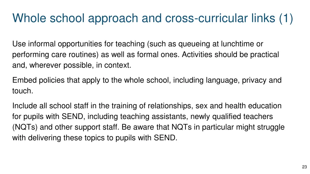 whole school approach and cross curricular links 1