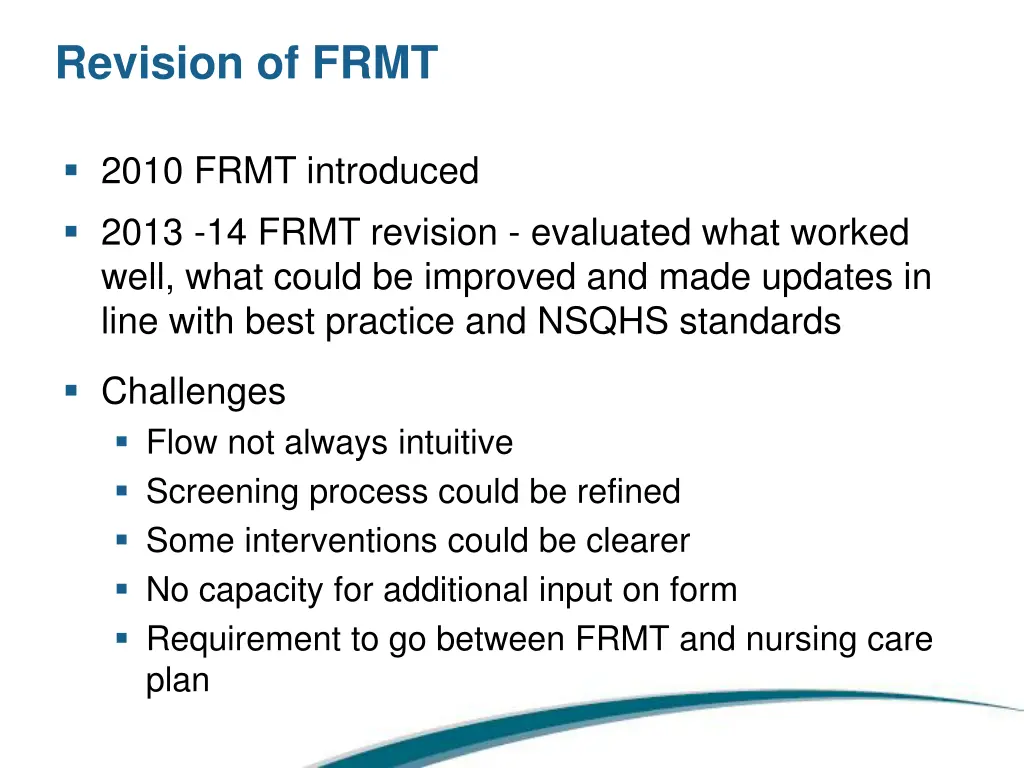 revision of frmt