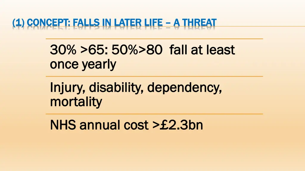 1 concept falls in later life 1 concept falls