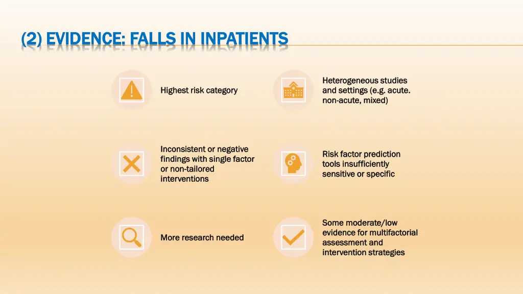 2 evidence falls in inpatients 2 evidence falls