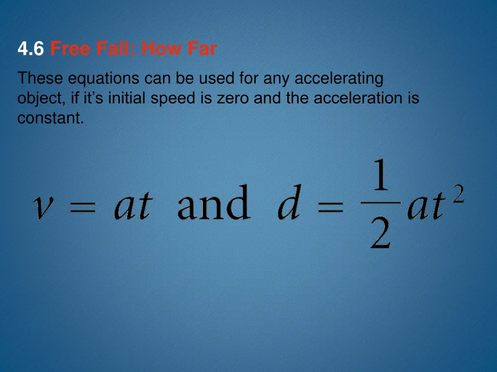 4 6 free fall how far 6