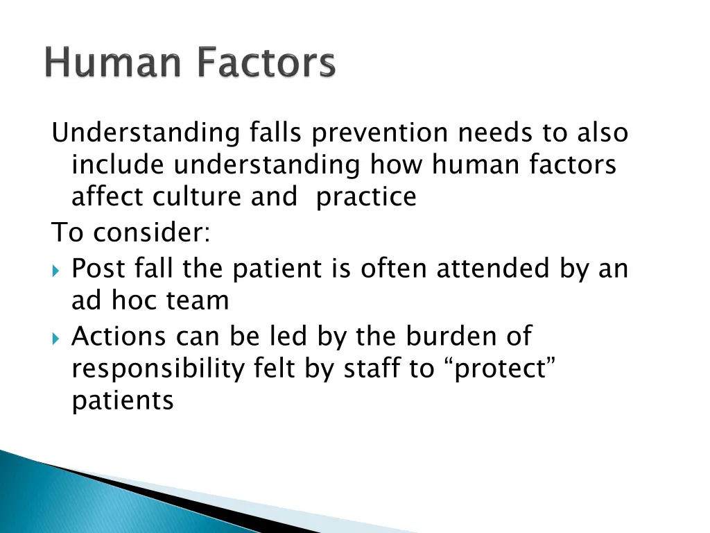 understanding falls prevention needs to also