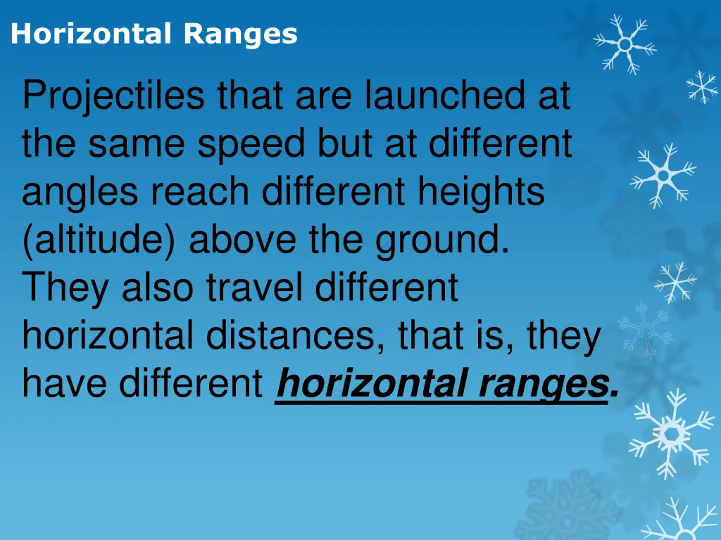 horizontal ranges