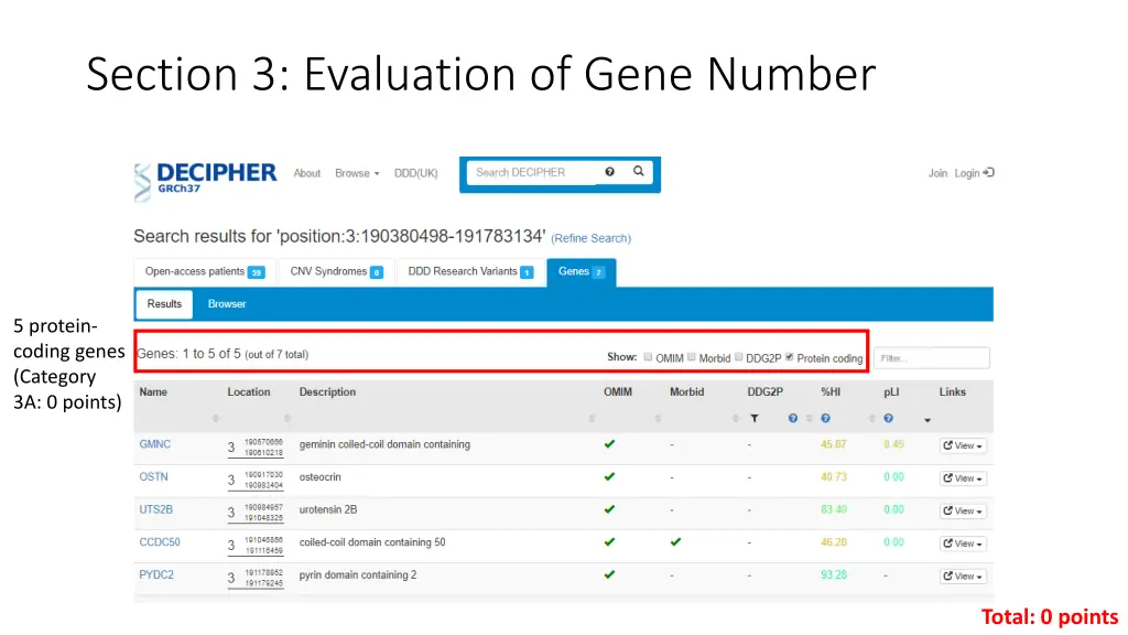 section 3 evaluation of gene number