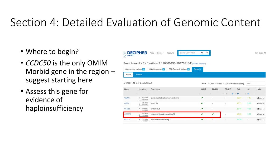 section 4 detailed evaluation of genomic content