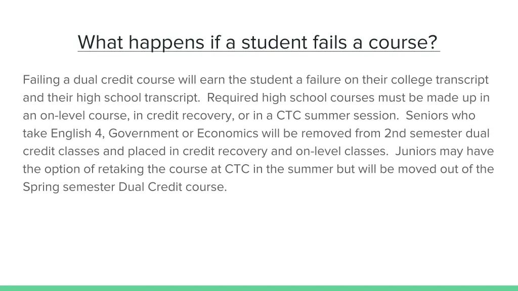 what happens if a student fails a course