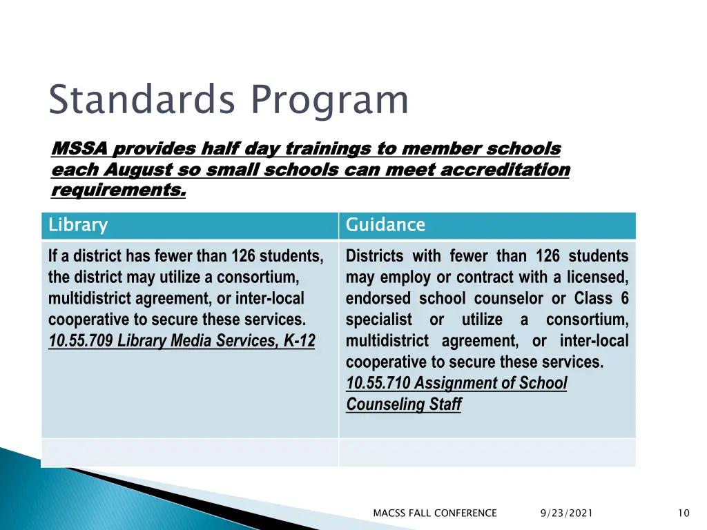 standards program mssa provides half