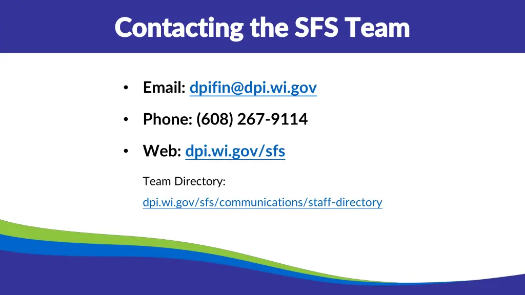 contacting the sfs team contacting the sfs team