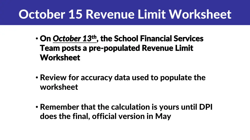 october 15 revenue limit worksheet