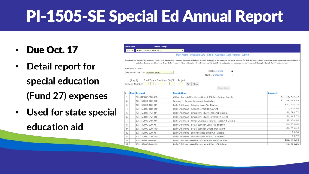 pi pi 1505 1505 se special ed annual report