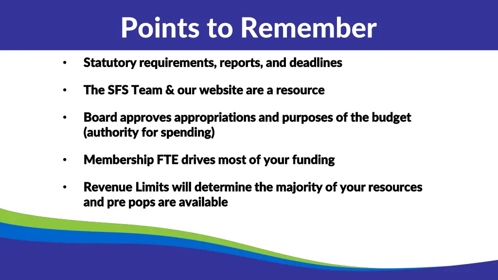 points to remember