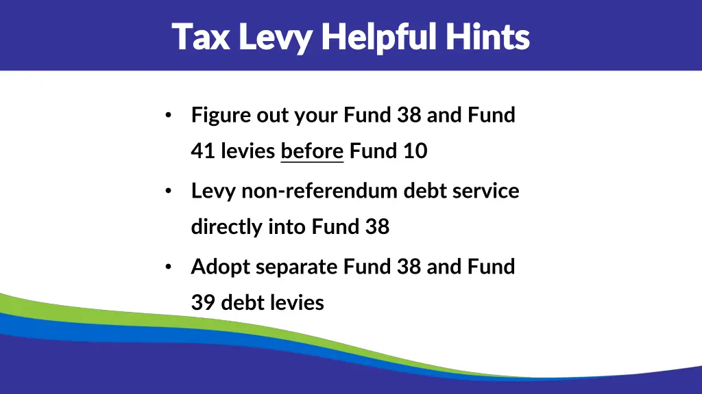 tax levy helpful hints tax levy helpful hints