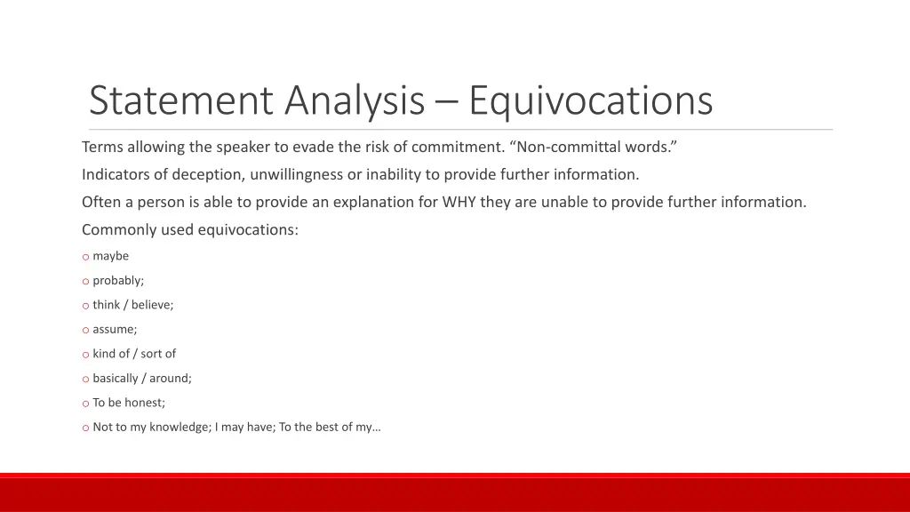 statement analysis equivocations