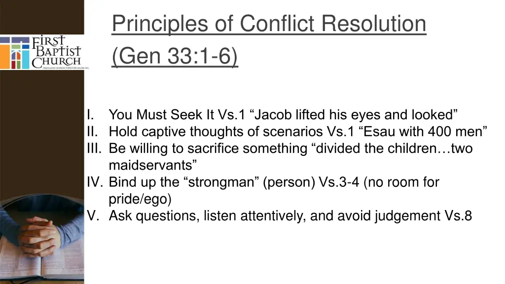 principles of conflict resolution gen 33 1 6