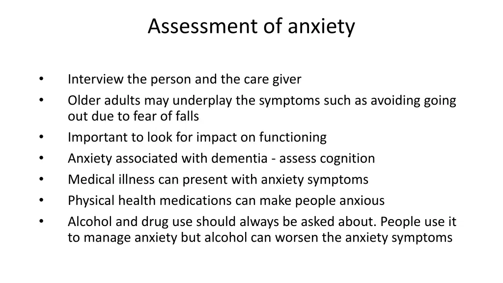 assessment of anxiety