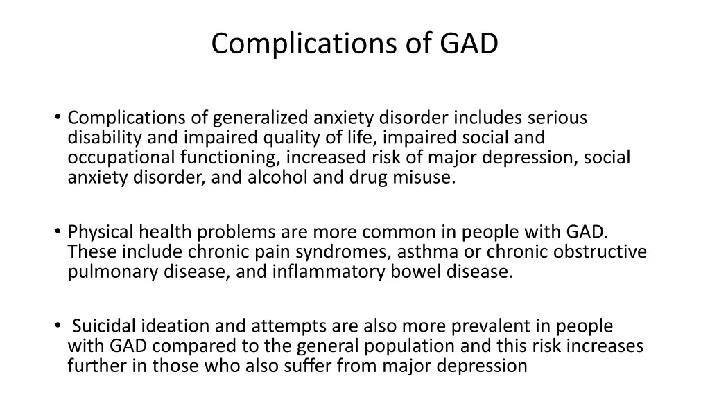 complications of gad