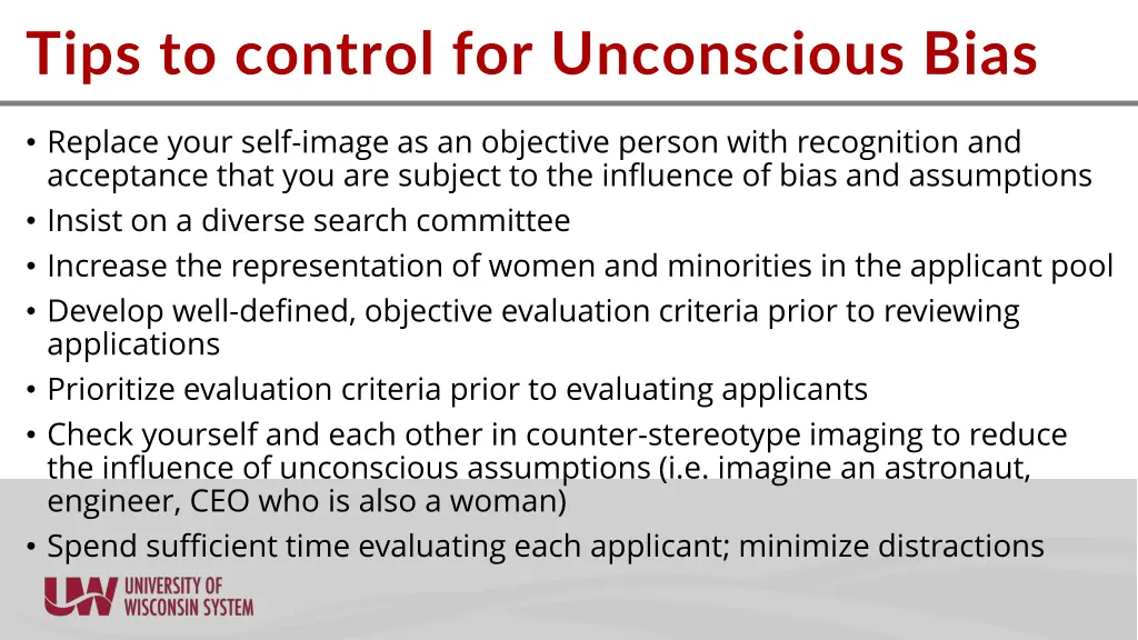 tips to control for unconscious bias