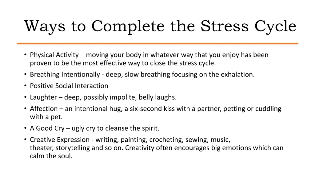 ways to complete the stress cycle