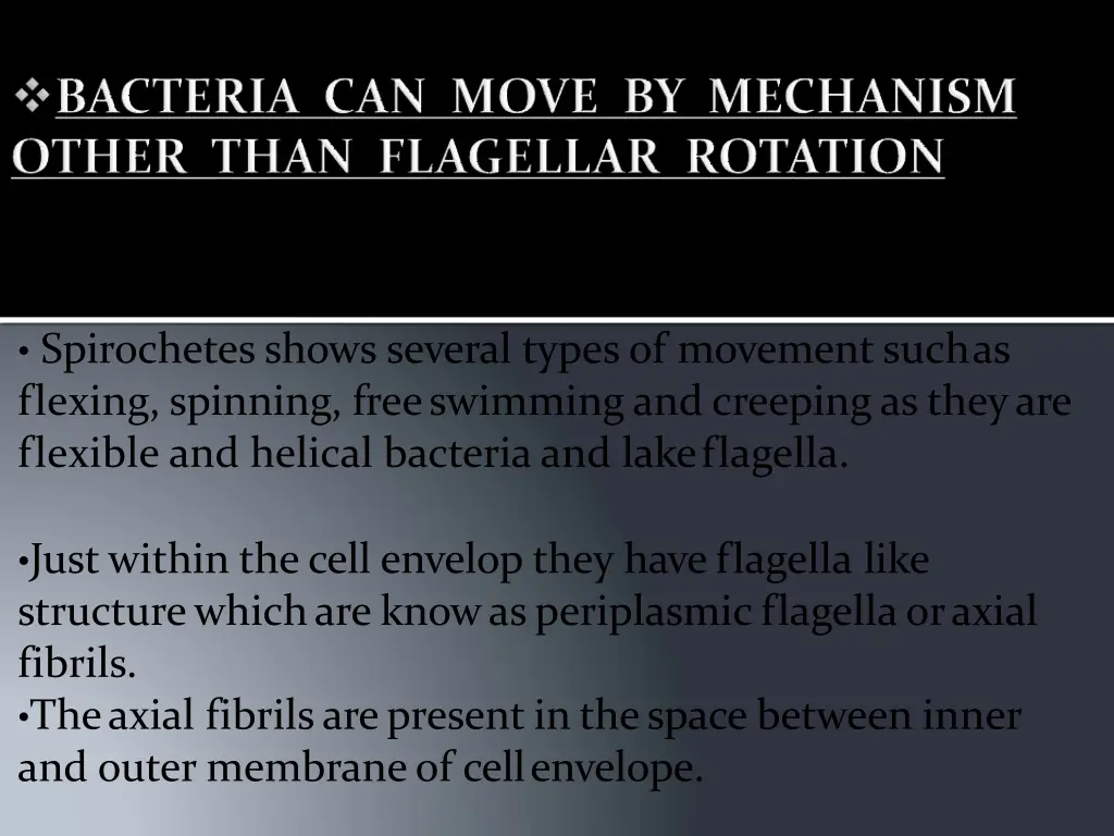 spirochetes shows several types of movement