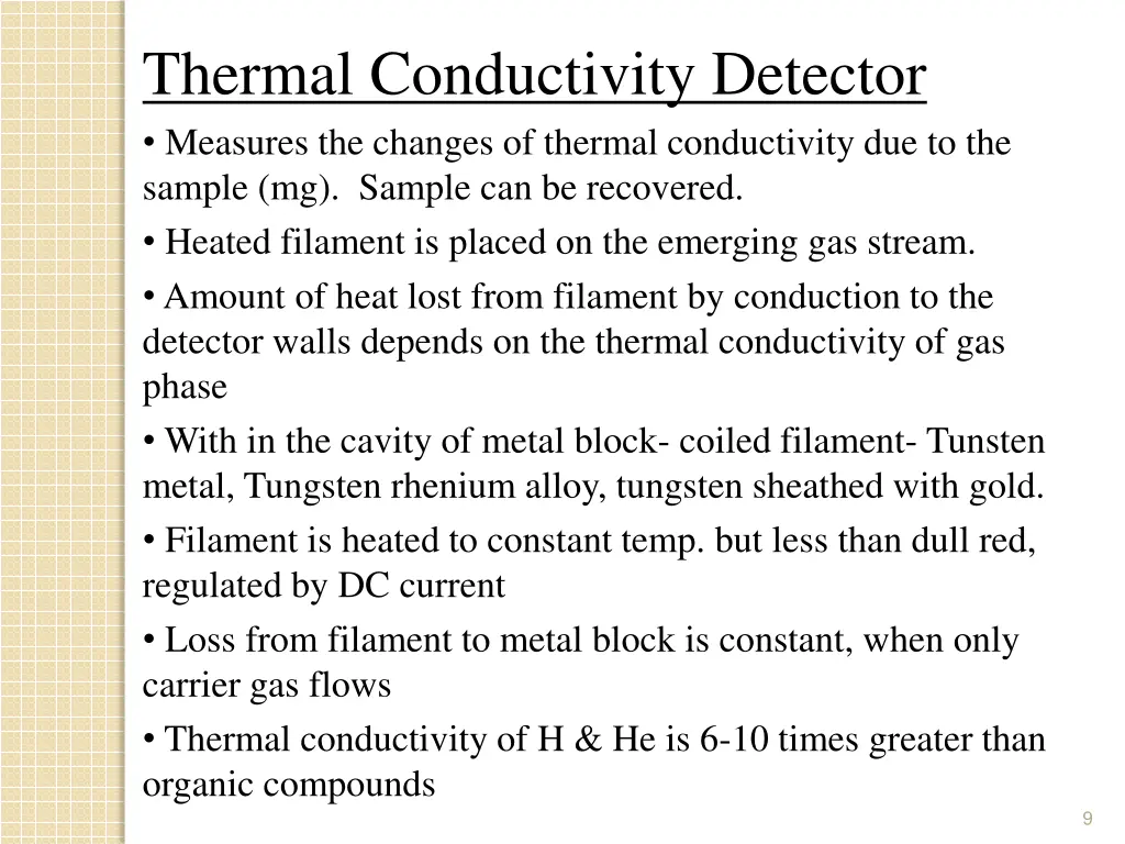 thermal conductivity detector measures