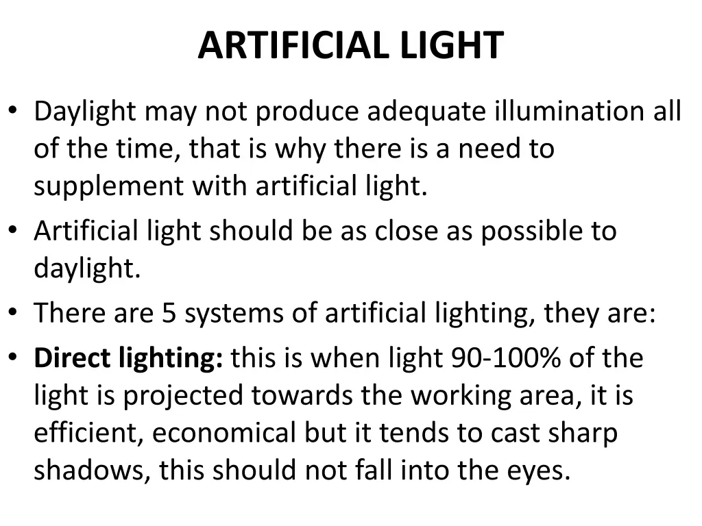 artificial light