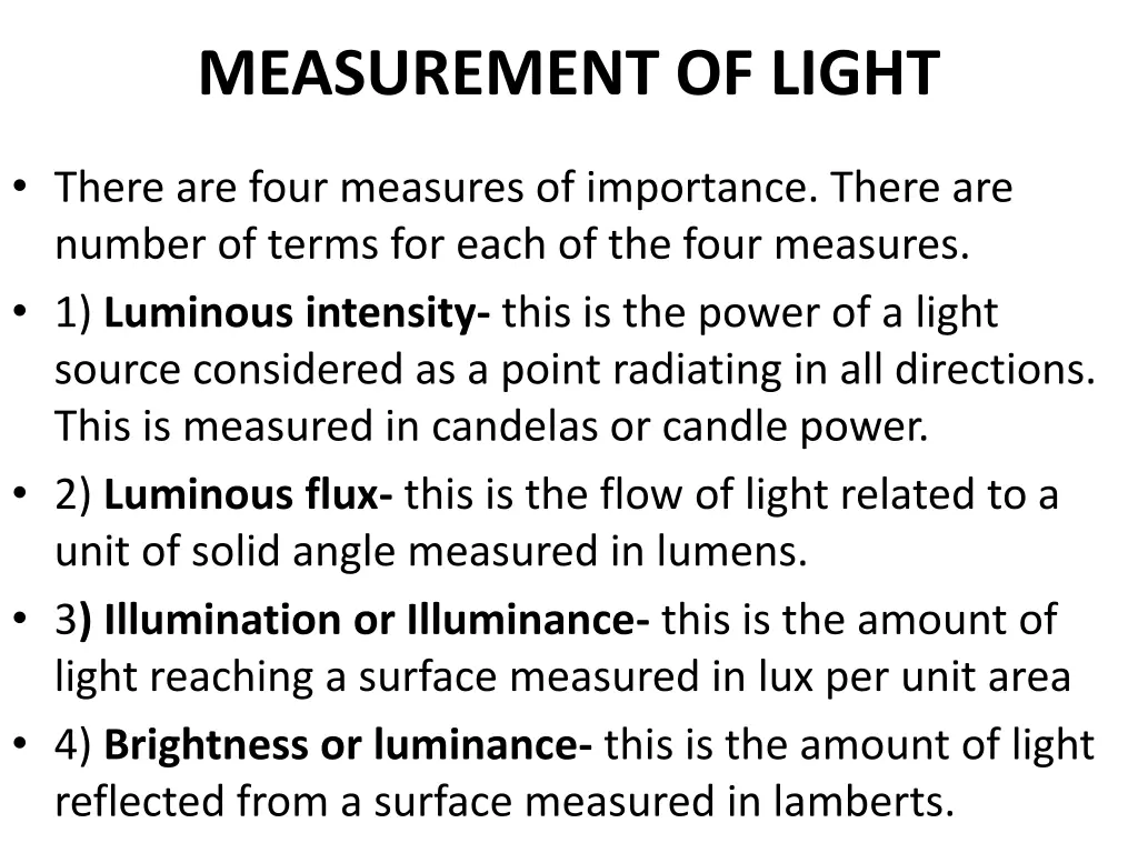 measurement of light