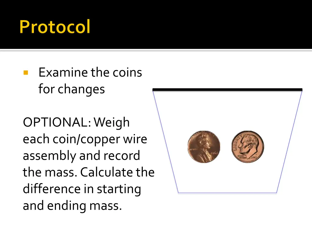 examine the coins for changes