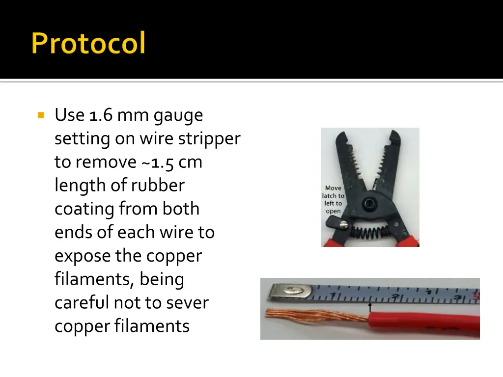 use 1 6 mm gauge setting on wire stripper