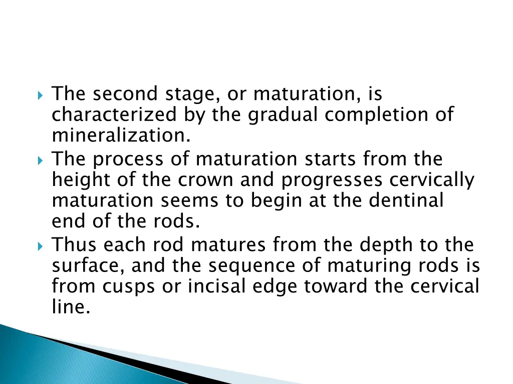 the second stage or maturation is characterized