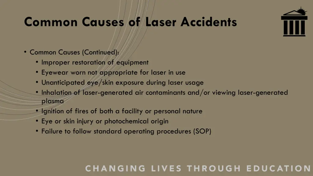 common causes of laser accidents 1