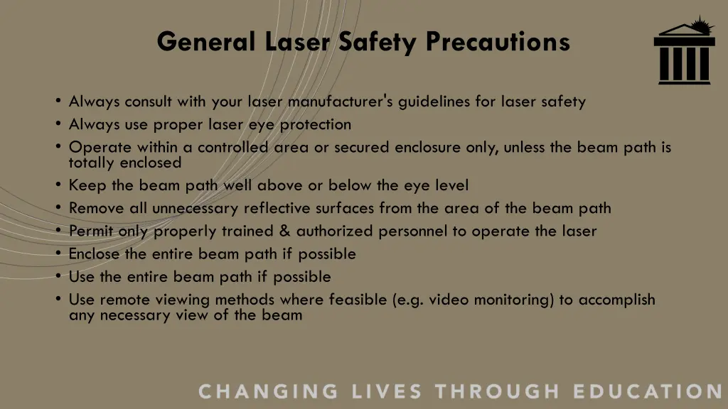 general laser safety precautions