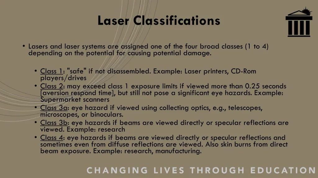 laser classifications