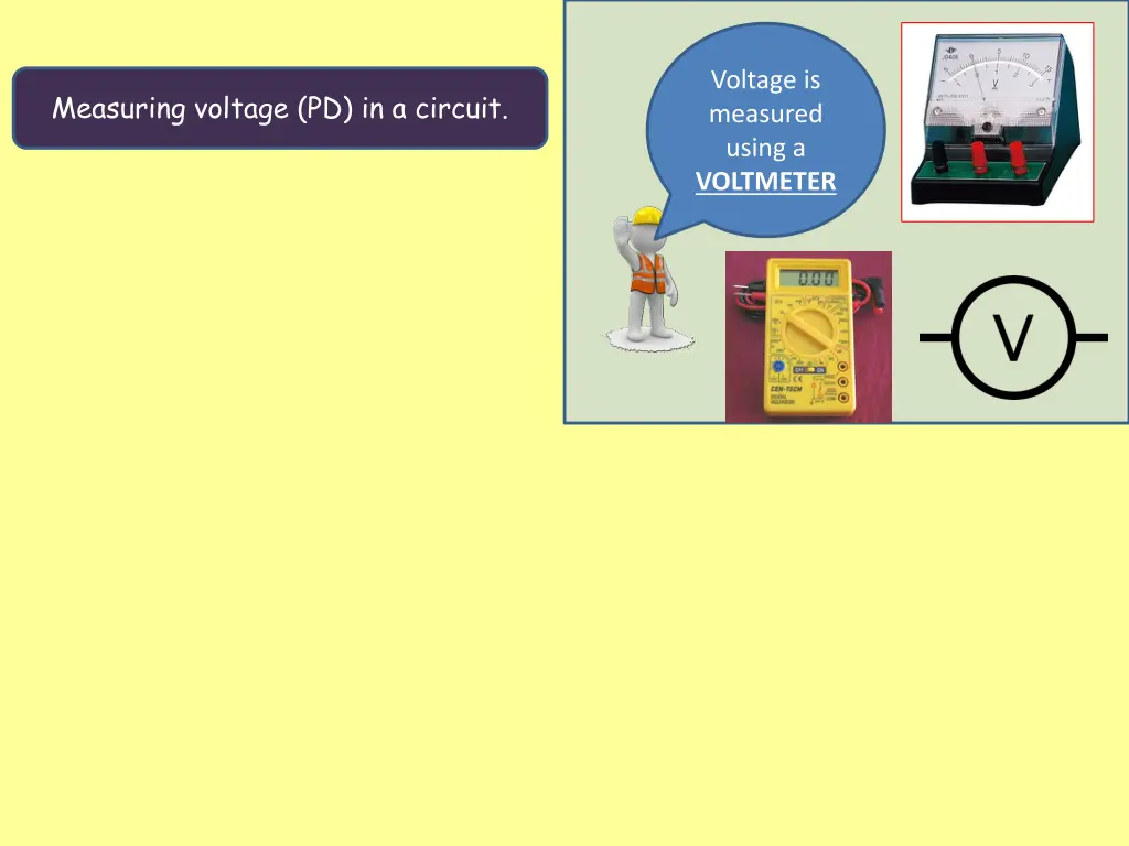 voltage is measured using a voltmeter