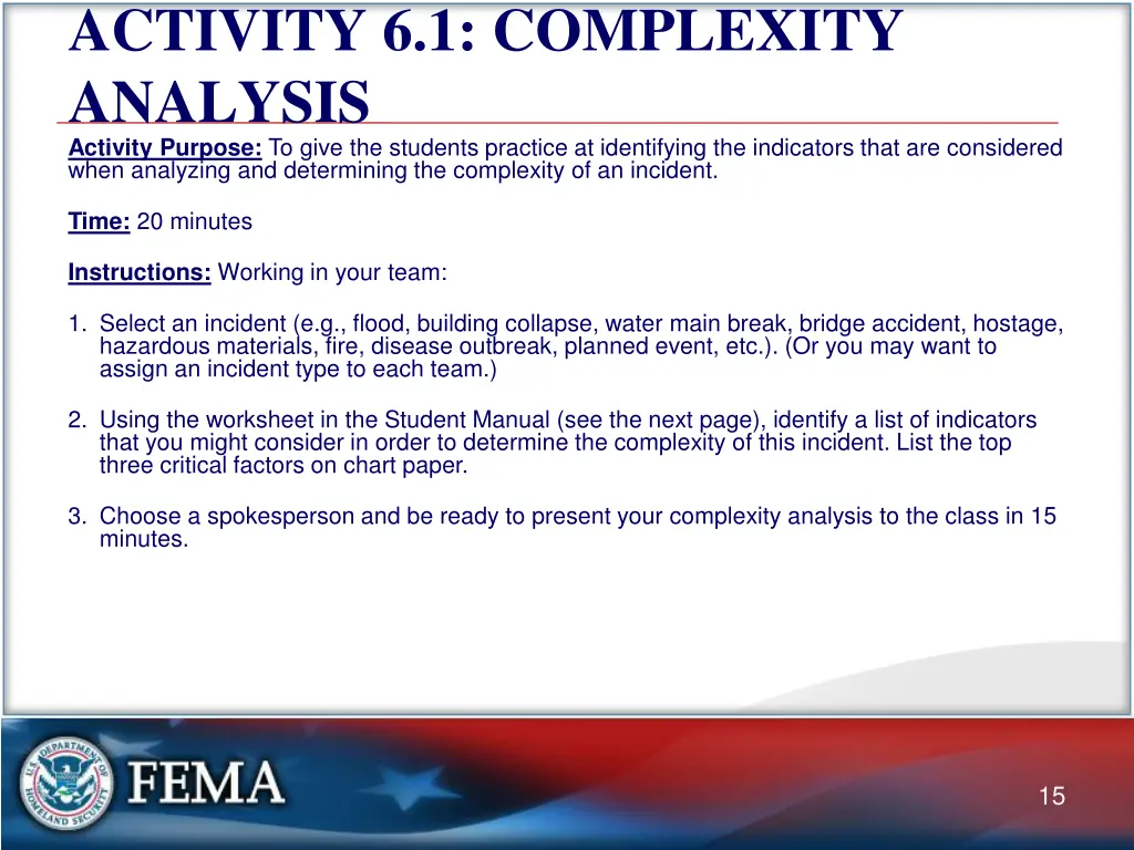 activity 6 1 complexity analysis activity purpose