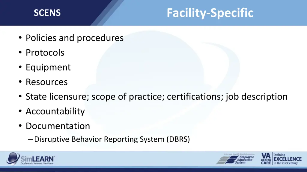 facility specific