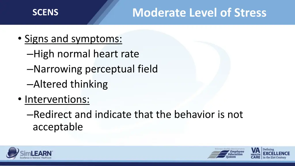 moderate level of stress