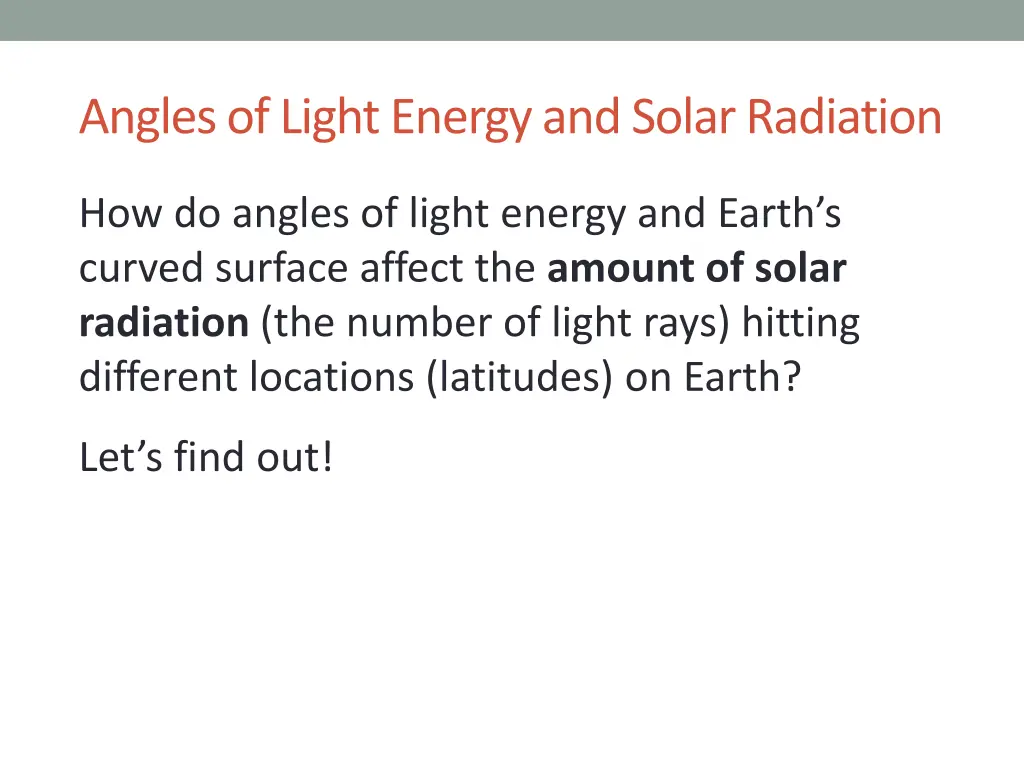 angles of light energy and solar radiation