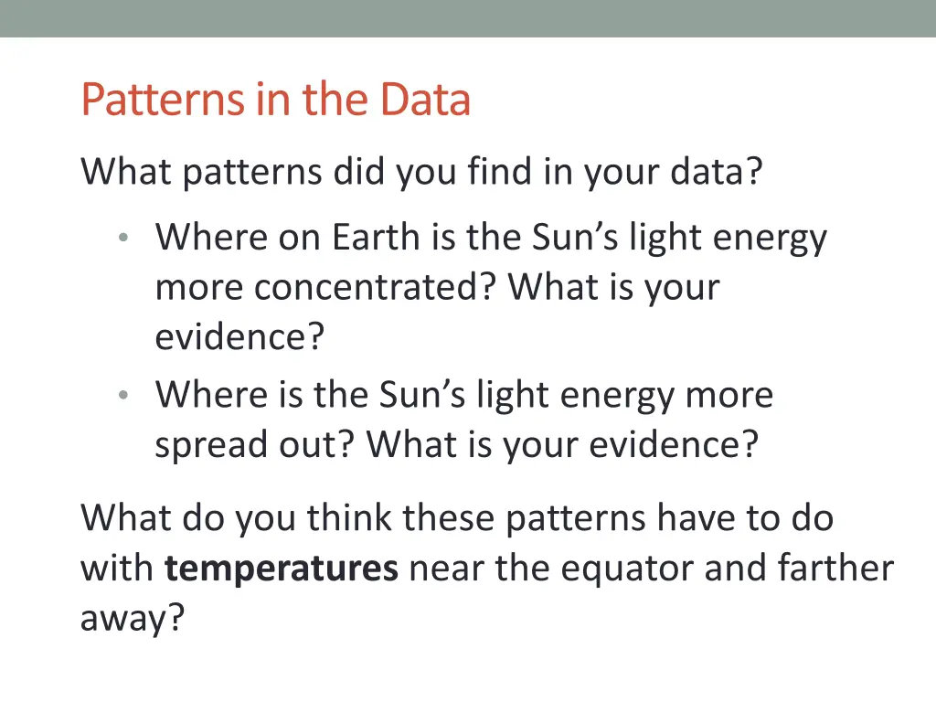 patterns in the data