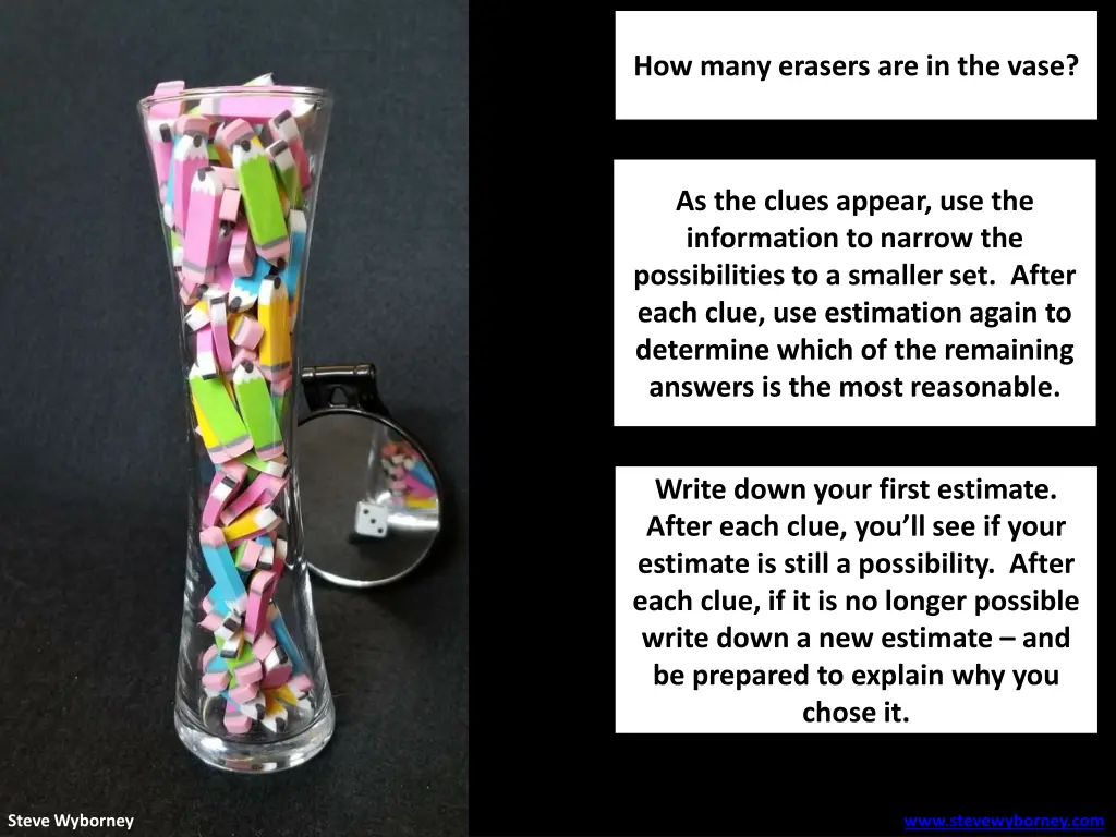 how many erasers are in the vase 1