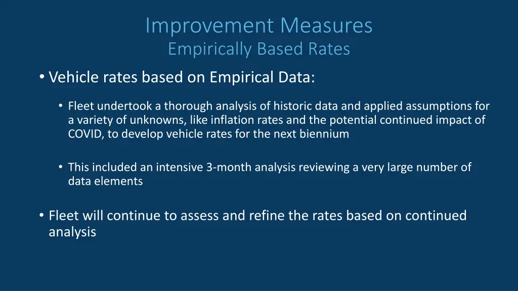 improvement measures empirically based rates