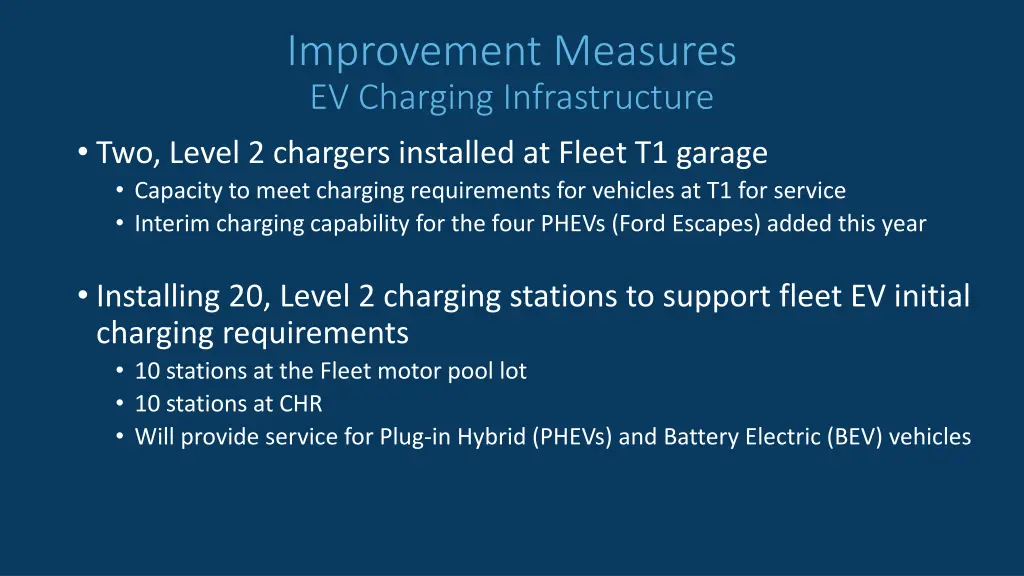 improvement measures ev charging infrastructure