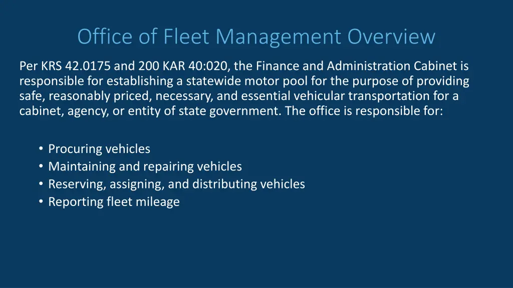 office of fleet management overview