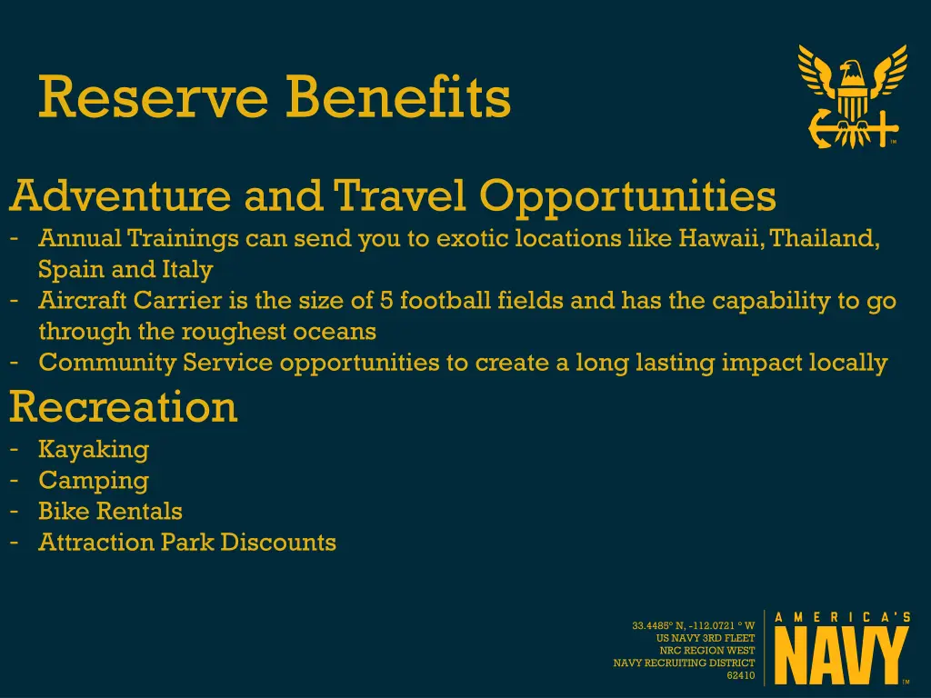 reserve benefits