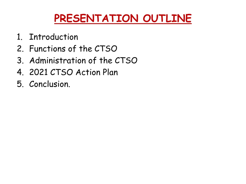 presentation outline