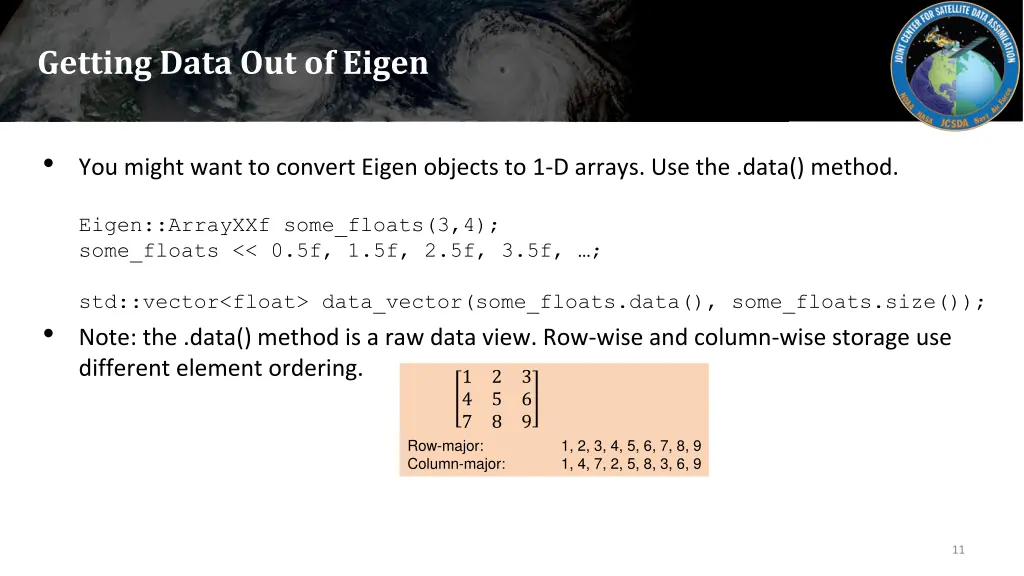 getting data out of eigen