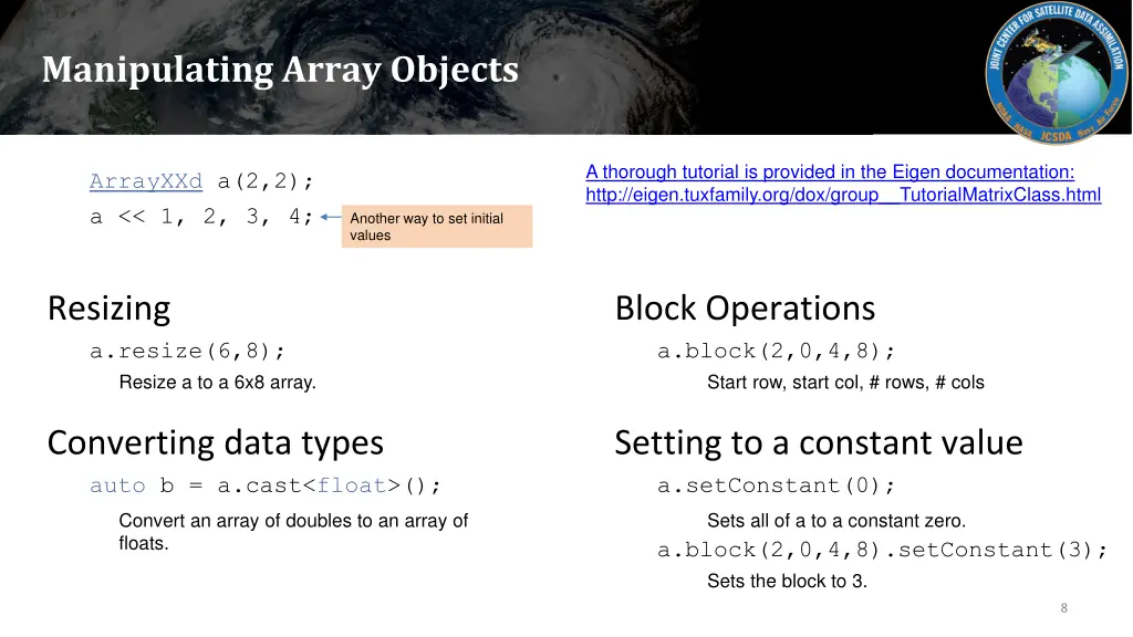 manipulating array objects