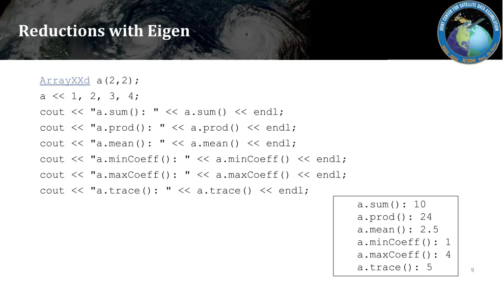 reductions with eigen