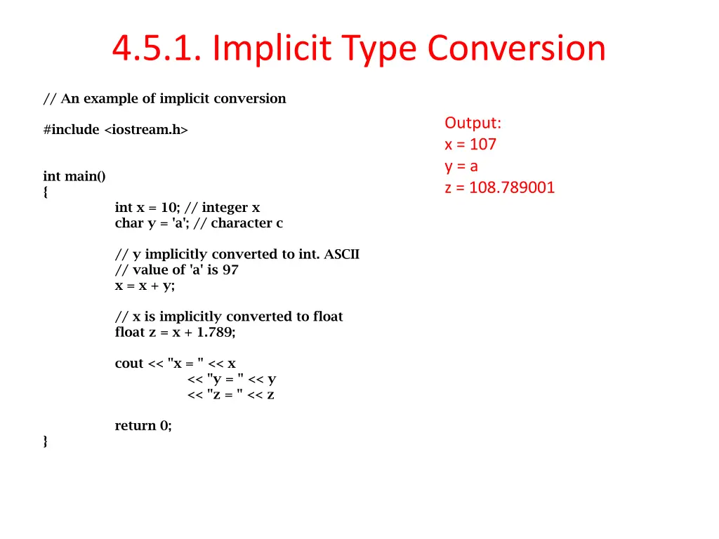 4 5 1 implicit type conversion